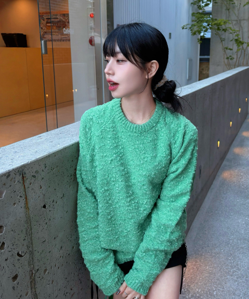 BLOND9(ブロンドナイン)の「スノー レグラン ラウンド ニット_ミントグリーン(ニット/セーター・レディース・その他・LARGE/MEDIUM/X-LARGE)」の2枚目の写真