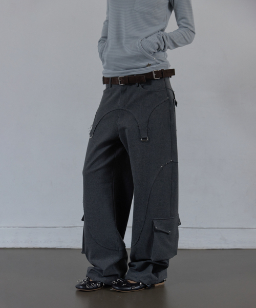 SETUP-EXE(セットアップイーエックスイー)の「WESTERN STUDDED SLACKS / CHARCOAL(スラックス・レディース・その他・SMALL/MEDIUM)」の1枚目の写真