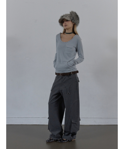 SETUP-EXE(セットアップイーエックスイー)の「WESTERN STUDDED SLACKS / CHARCOAL(スラックス・レディース・その他・SMALL/MEDIUM)」の5枚目の写真