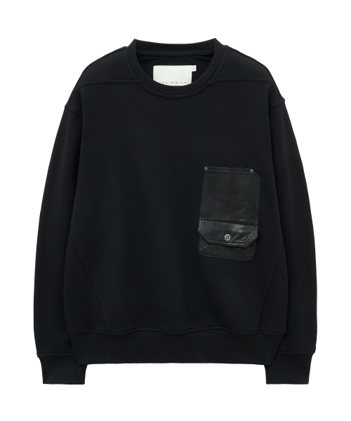 UNGIMMICK(アンジミック)の「LEATHER FLAP POCKET SWEATSHIRT (BLACK)(スウェット・メンズ・その他・MEDIUM/LARGE)」の1枚目の写真