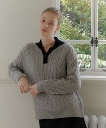 OVER COLLAR KNIT_GRAY