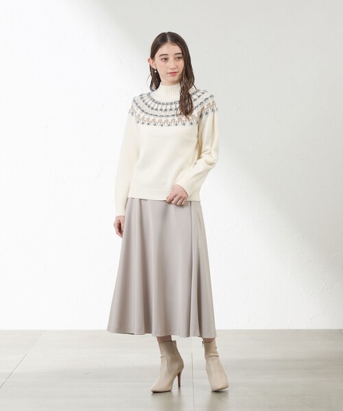 amaca（アマカ）の「ジャカード求心ニット（ニット/セーター・レディース・オフホワイト/ダークネイビー・38/40）」の9枚目の写真