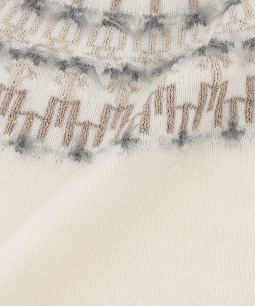amaca（アマカ）の「ジャカード求心ニット（ニット/セーター・レディース・オフホワイト/ダークネイビー・38/40）」の3枚目の写真