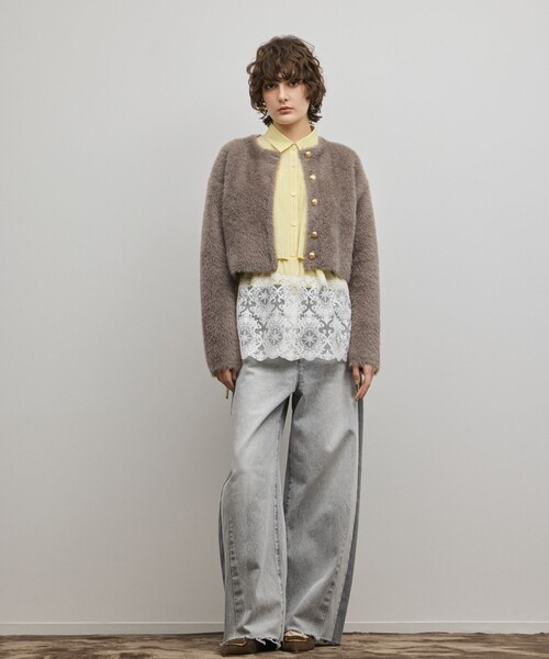 Diagram(ダイアグラム)の「フェザーショートニットカーディガン(カーディガン/ボレロ・レディース・グレー/レッド・36)」の17枚目の写真