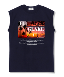 ハッサンセット オーバーサイズ ノースリーブTシャツ ネイビー