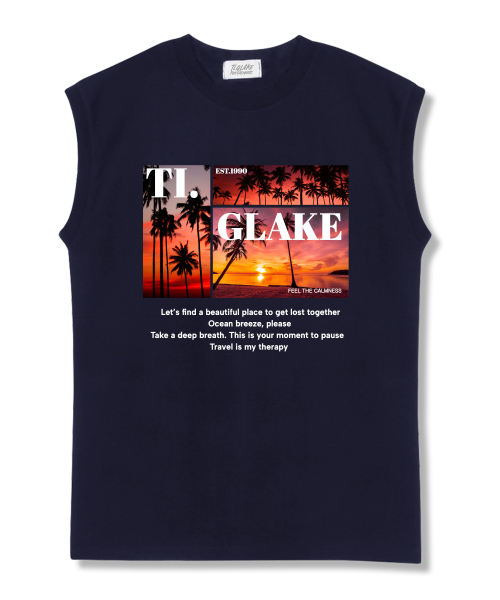 TI.GLAKE(ティーグレイク)の「ハッサンセット オーバーサイズ ノースリーブTシャツ ネイビー(Tシャツ/カットソー・レディース・その他・LARGE/X-LARGE/XX-LARGE)」の1枚目の写真