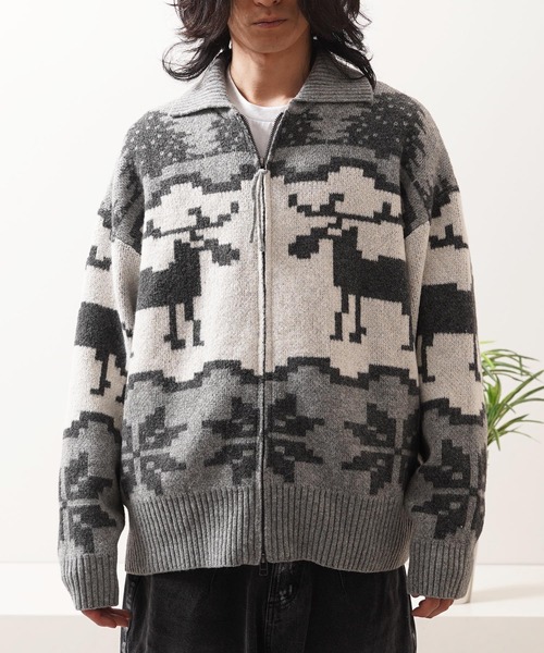Double-Zip Nordic Loose Cowichan Knit — двусторонняя вязаная коуччан кардиган с двойной молнией