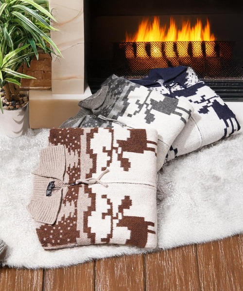 1111clothing(ワンフォークロージング)の「ダブルZIP ノルディック ルーズ カウチンニット / Double-Zip Nordic Loose Cowichan Knit(カーディガン/ボレロ・メンズ・ネイビー/ブラウン/グレー・M/L)」の4枚目の写真