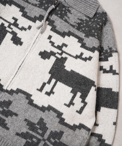 1111clothing(ワンフォークロージング)の「ダブルZIP ノルディック ルーズ カウチンニット / Double-Zip Nordic Loose Cowichan Knit(カーディガン/ボレロ・メンズ・ネイビー/ブラウン/グレー・M/L)」の22枚目の写真