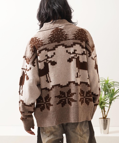 1111clothing(ワンフォークロージング)の「ダブルZIP ノルディック ルーズ カウチンニット / Double-Zip Nordic Loose Cowichan Knit(カーディガン/ボレロ・メンズ・ネイビー/ブラウン/グレー・M/L)」の14枚目の写真