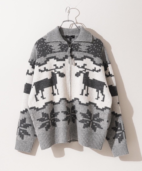 1111clothing(ワンフォークロージング)の「ダブルZIP ノルディック ルーズ カウチンニット / Double-Zip Nordic Loose Cowichan Knit(カーディガン/ボレロ・メンズ・ネイビー/ブラウン/グレー・M/L)」の5枚目の写真