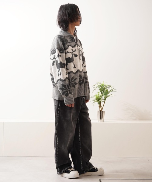 1111clothing(ワンフォークロージング)の「ダブルZIP ノルディック ルーズ カウチンニット / Double-Zip Nordic Loose Cowichan Knit(カーディガン/ボレロ・メンズ・ネイビー/ブラウン/グレー・M/L)」の8枚目の写真