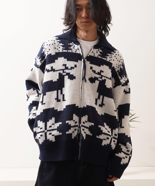 1111clothing(ワンフォークロージング)の「ダブルZIP ノルディック ルーズ カウチンニット / Double-Zip Nordic Loose Cowichan Knit(カーディガン/ボレロ・メンズ・ネイビー/ブラウン/グレー・M/L)」の16枚目の写真