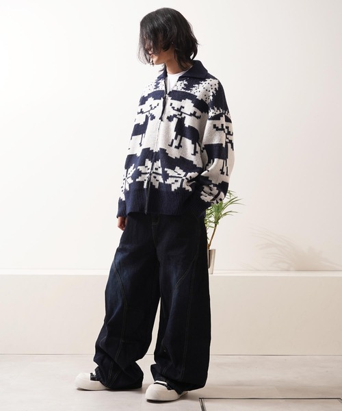 1111clothing(ワンフォークロージング)の「ダブルZIP ノルディック ルーズ カウチンニット / Double-Zip Nordic Loose Cowichan Knit(カーディガン/ボレロ・メンズ・ネイビー/ブラウン/グレー・M/L)」の17枚目の写真