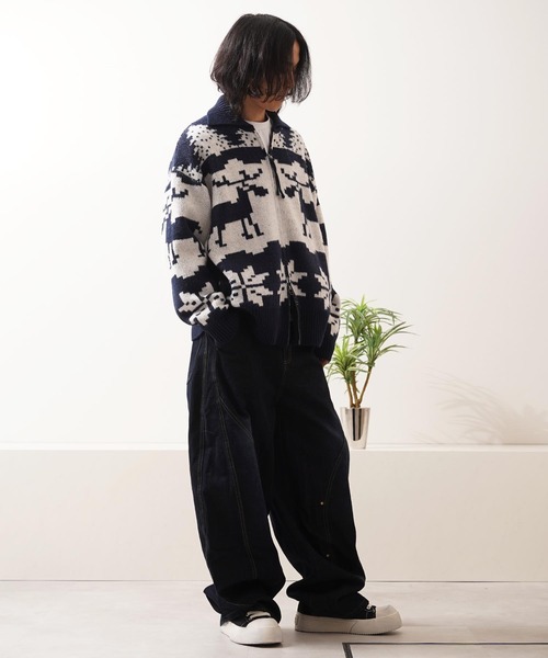 1111clothing(ワンフォークロージング)の「ダブルZIP ノルディック ルーズ カウチンニット / Double-Zip Nordic Loose Cowichan Knit(カーディガン/ボレロ・メンズ・ネイビー/ブラウン/グレー・M/L)」の18枚目の写真