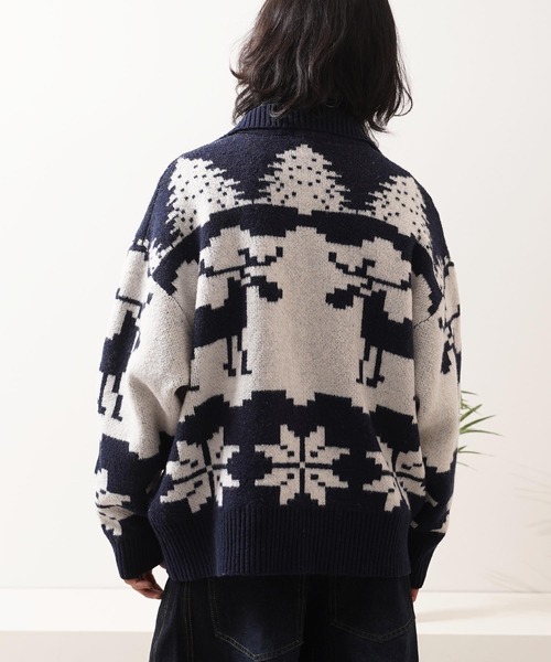 1111clothing(ワンフォークロージング)の「ダブルZIP ノルディック ルーズ カウチンニット / Double-Zip Nordic Loose Cowichan Knit(カーディガン/ボレロ・メンズ・ネイビー/ブラウン/グレー・M/L)」の19枚目の写真