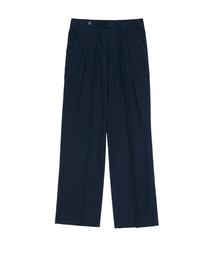 Gabardine cotton Double Pleats Wide Chino Pants (Navy)