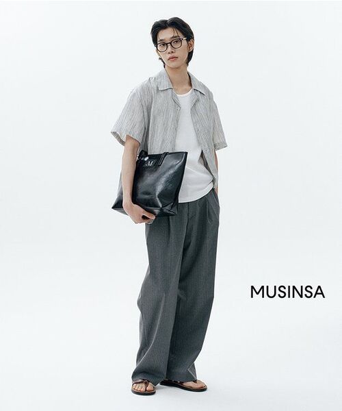 ROTEMBER（ローテンバー）の「ストライプワンタックワイドハーフバンディングスラックス[グレー]（スラックス・メンズ・その他・MEDIUM/LARGE/X-LARGE）」の5枚目の写真