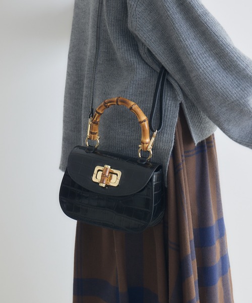 KATHARINE ROSS（キャサリンロス）の「【KATHARINE ROSS】【MILLELA FIRENZE】バンブーハンドBAG（ハンドバッグ・レディース・ブラック・MEDIUM）」の3枚目の写真
