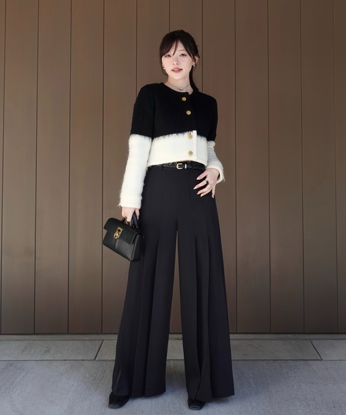 SENEE（セニー）の「high waist pleated slacks（ハイウエストプリーツスラックス）（スラックス・レディース・ベージュ/ブラック・MEDIUM/SMALL）」の13枚目の写真