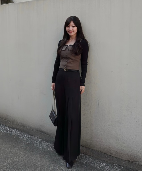 SENEE（セニー）の「high waist pleated slacks（ハイウエストプリーツスラックス）（スラックス・レディース・ベージュ/ブラック・MEDIUM/SMALL）」の20枚目の写真