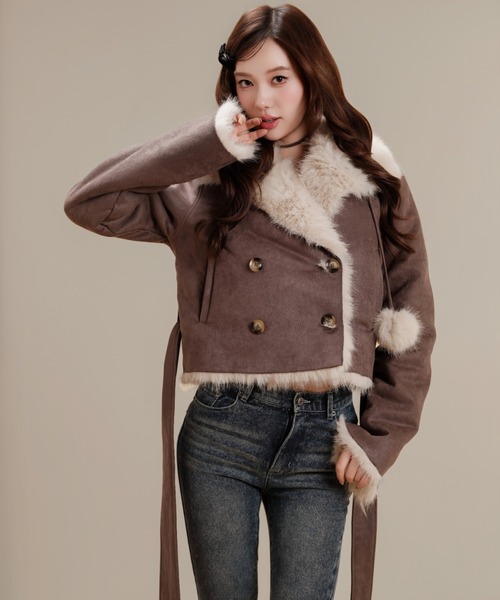 silent(and)(サイレントアンド)の「Velvet BonBon Coat(Short)(ムートンコート・レディース・ブラウン・SHORT)」の3枚目の写真