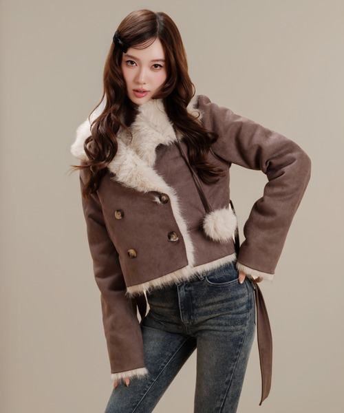 silent(and)(サイレントアンド)の「Velvet BonBon Coat(Short)(ムートンコート・レディース・ブラウン・SHORT)」の5枚目の写真