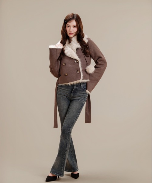 silent(and)(サイレントアンド)の「Velvet BonBon Coat(Short)(ムートンコート・レディース・ブラウン・SHORT)」の6枚目の写真