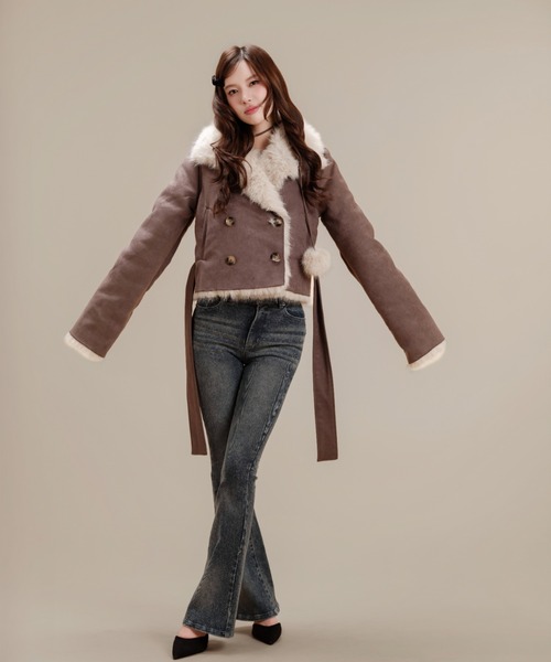 silent(and)(サイレントアンド)の「Velvet BonBon Coat(Short)(ムートンコート・レディース・ブラウン・SHORT)」の8枚目の写真