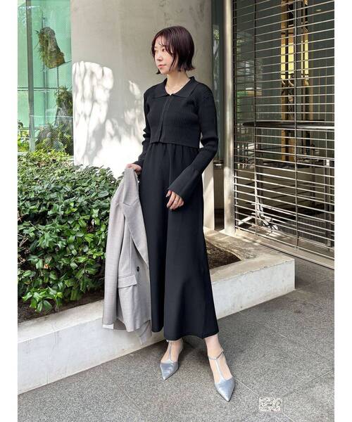 LAGUNAMOON（ラグナムーン）の「カラーカーデフォルムニットワンピース（ワンピース・レディース・ブラック/イエロー・MEDIUM/SMALL）」の7枚目の写真