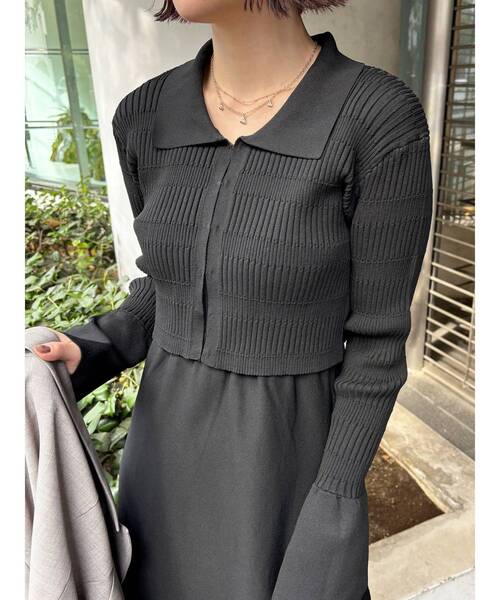 LAGUNAMOON（ラグナムーン）の「カラーカーデフォルムニットワンピース（ワンピース・レディース・ブラック/イエロー・MEDIUM/SMALL）」の9枚目の写真