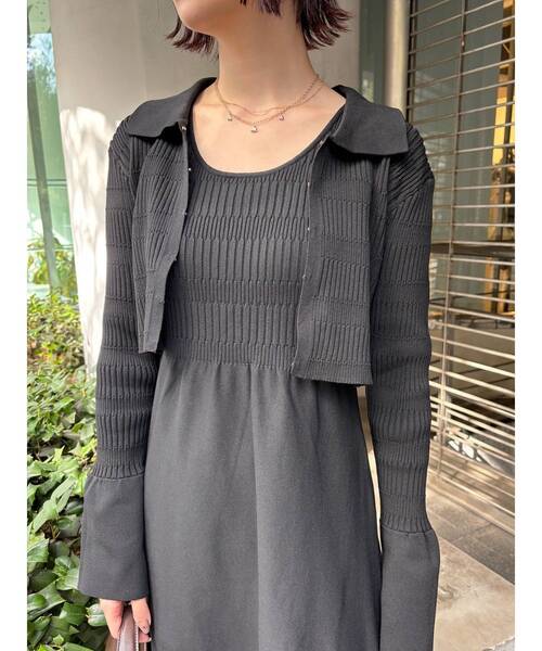 LAGUNAMOON（ラグナムーン）の「カラーカーデフォルムニットワンピース（ワンピース・レディース・ブラック/イエロー・MEDIUM/SMALL）」の10枚目の写真