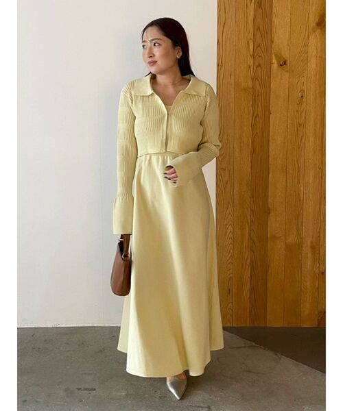 LAGUNAMOON（ラグナムーン）の「カラーカーデフォルムニットワンピース（ワンピース・レディース・ブラック/イエロー・MEDIUM/SMALL）」の15枚目の写真