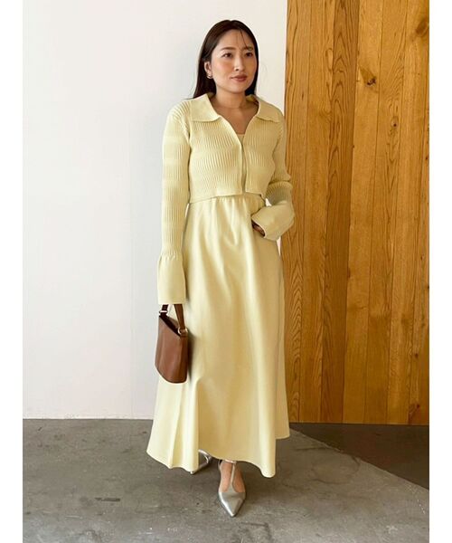 LAGUNAMOON（ラグナムーン）の「カラーカーデフォルムニットワンピース（ワンピース・レディース・ブラック/イエロー・MEDIUM/SMALL）」の16枚目の写真