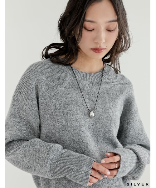 Re:EDIT（リエディ）の「ドロップモチーフフェイクレザーネックレス（ネックレス・レディース・シルバー・FREE）」の3枚目の写真