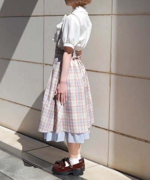 axes femme(アクシーズファム)の「サス付レースアップスカート(スカート・レディース・ブラック/ダークブラウン/パープル/グレー/ベージュ・FREE)」の9枚目の写真