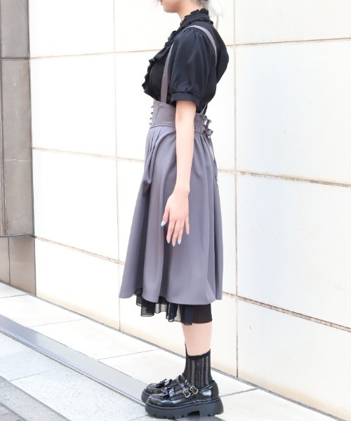 axes femme(アクシーズファム)の「サス付レースアップスカート(スカート・レディース・ブラック/ダークブラウン/パープル/グレー/ベージュ・FREE)」の14枚目の写真