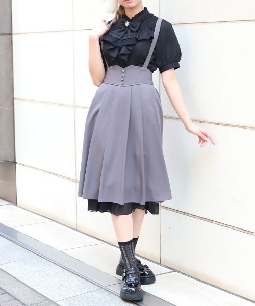 axes femme(アクシーズファム)の「サス付レースアップスカート(スカート・レディース・ブラック/ダークブラウン/パープル/グレー/ベージュ・FREE)」の16枚目の写真