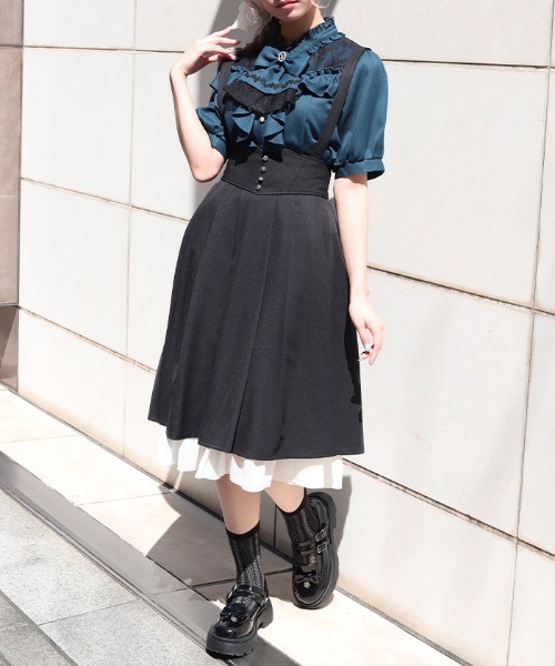axes femme(アクシーズファム)の「サス付レースアップスカート(スカート・レディース・ブラック/ダークブラウン/パープル/グレー/ベージュ・FREE)」の6枚目の写真