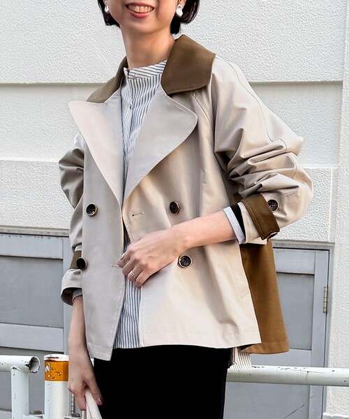 NOLLEY’S（ノーリーズ）の「バイカラーショートトレンチコート（ブルゾン・レディース・オリーブ/ベージュ・38）」の2枚目の写真