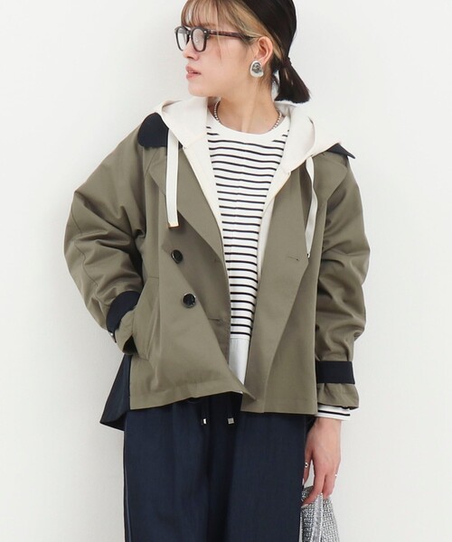 NOLLEY’S（ノーリーズ）の「バイカラーショートトレンチコート（ブルゾン・レディース・オリーブ/ベージュ・38）」の11枚目の写真