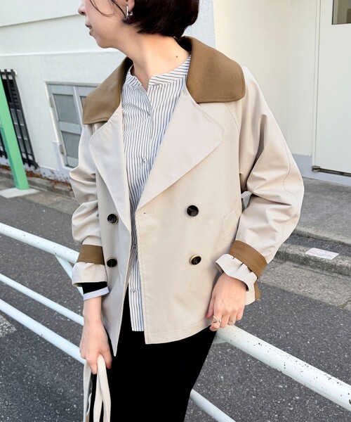 NOLLEY’S(ノーリーズ)の「バイカラーショートトレンチコート(ブルゾン・レディース・オリーブ/ベージュ・38)」の18枚目の写真