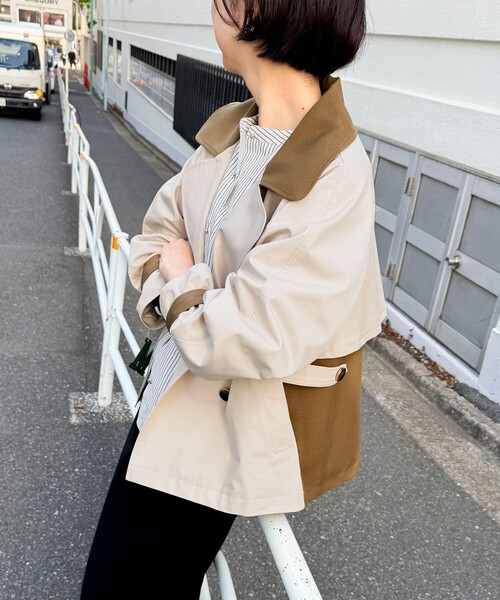 NOLLEY’S(ノーリーズ)の「バイカラーショートトレンチコート(ブルゾン・レディース・オリーブ/ベージュ・38)」の20枚目の写真