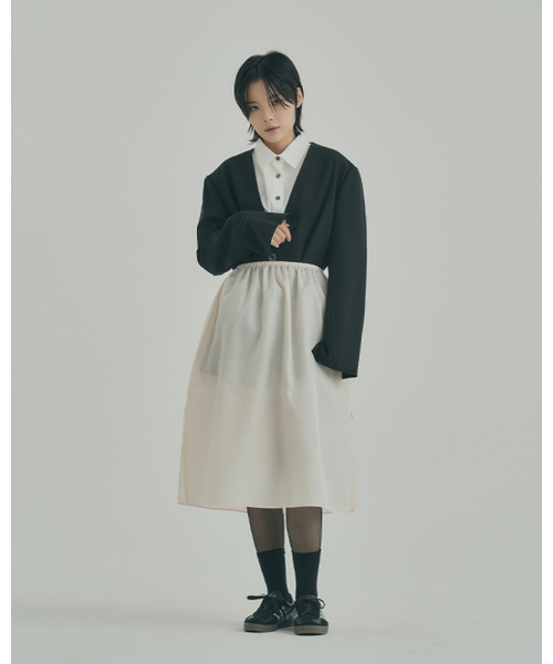 LEVHEARTED(レブハティッド)の「レイヤードインナーバンディングスカート - クリーム(スカート・レディース・Cream・FREE)」の1枚目の写真