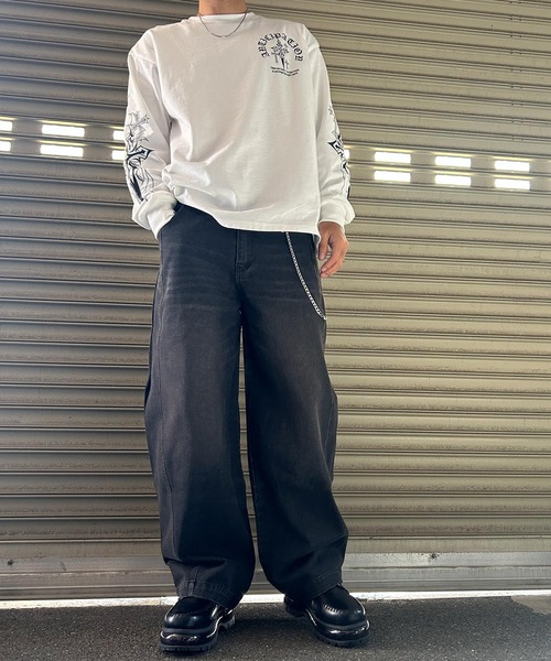 NYLAUS（ナイラス）の「【Nylaus】【セット商品】2026新作 チェーン付き ヴィンテージ バレルパンツ デニムパンツ カーブパンツ（デニムパンツ・メンズ・ネイビー/ブラック/ブルー/カモフラージュ・L/LL/M）」の6枚目の写真