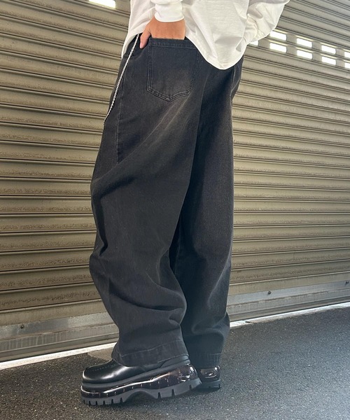 NYLAUS（ナイラス）の「【Nylaus】【セット商品】2026新作 チェーン付き ヴィンテージ バレルパンツ デニムパンツ カーブパンツ（デニムパンツ・メンズ・ネイビー/ブラック/ブルー/カモフラージュ・L/LL/M）」の8枚目の写真