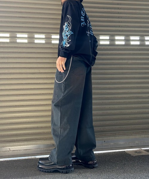 NYLAUS（ナイラス）の「【Nylaus】【セット商品】2026新作 チェーン付き ヴィンテージ バレルパンツ デニムパンツ カーブパンツ（デニムパンツ・メンズ・ネイビー/ブラック/ブルー/カモフラージュ・L/LL/M）」の11枚目の写真