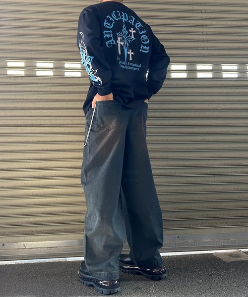 NYLAUS（ナイラス）の「【Nylaus】【セット商品】2026新作 チェーン付き ヴィンテージ バレルパンツ デニムパンツ カーブパンツ（デニムパンツ・メンズ・ネイビー/ブラック/ブルー/カモフラージュ・L/LL/M）」の12枚目の写真