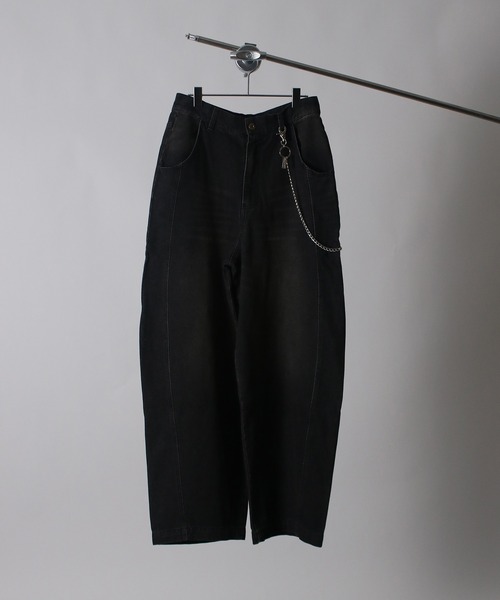 NYLAUS（ナイラス）の「【Nylaus】【セット商品】2026新作 チェーン付き ヴィンテージ バレルパンツ デニムパンツ カーブパンツ（デニムパンツ・メンズ・ネイビー/ブラック/ブルー/カモフラージュ・L/LL/M）」の9枚目の写真