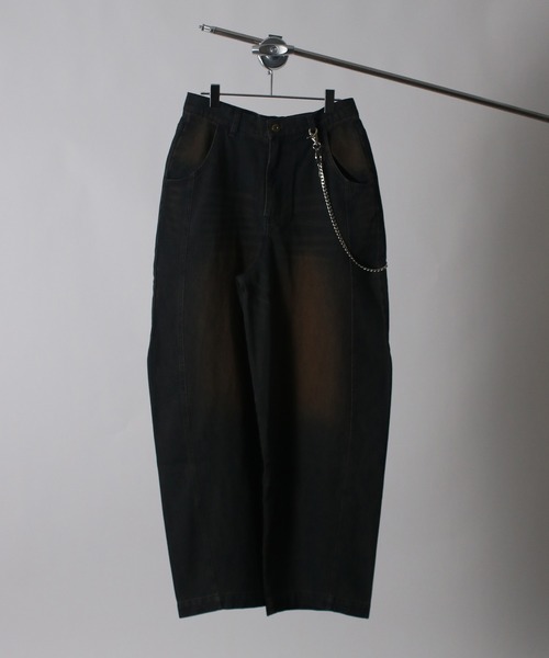 NYLAUS（ナイラス）の「【Nylaus】【セット商品】2026新作 チェーン付き ヴィンテージ バレルパンツ デニムパンツ カーブパンツ（デニムパンツ・メンズ・ネイビー/ブラック/ブルー/カモフラージュ・L/LL/M）」の13枚目の写真